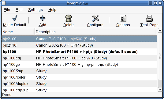 Screenshot of Foomatic-GUI 0.6.3